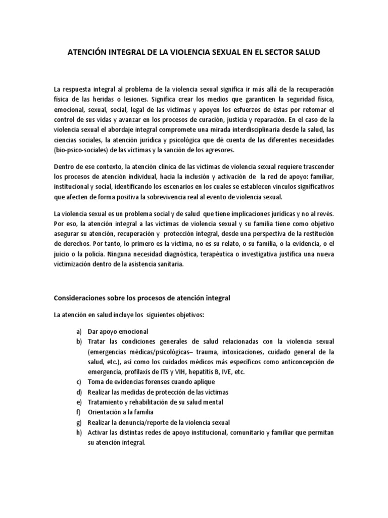 Atención Integral a Víctimas de Violencia Sexual | PDF | Violencia ...