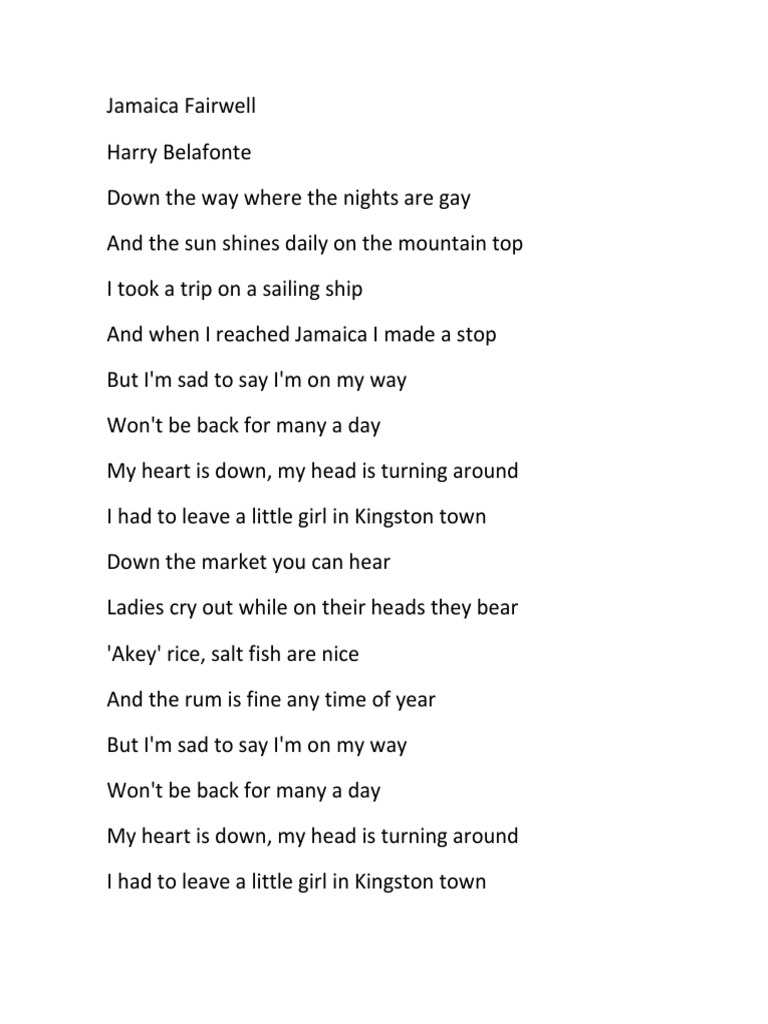 Jamaica Farewell PDF