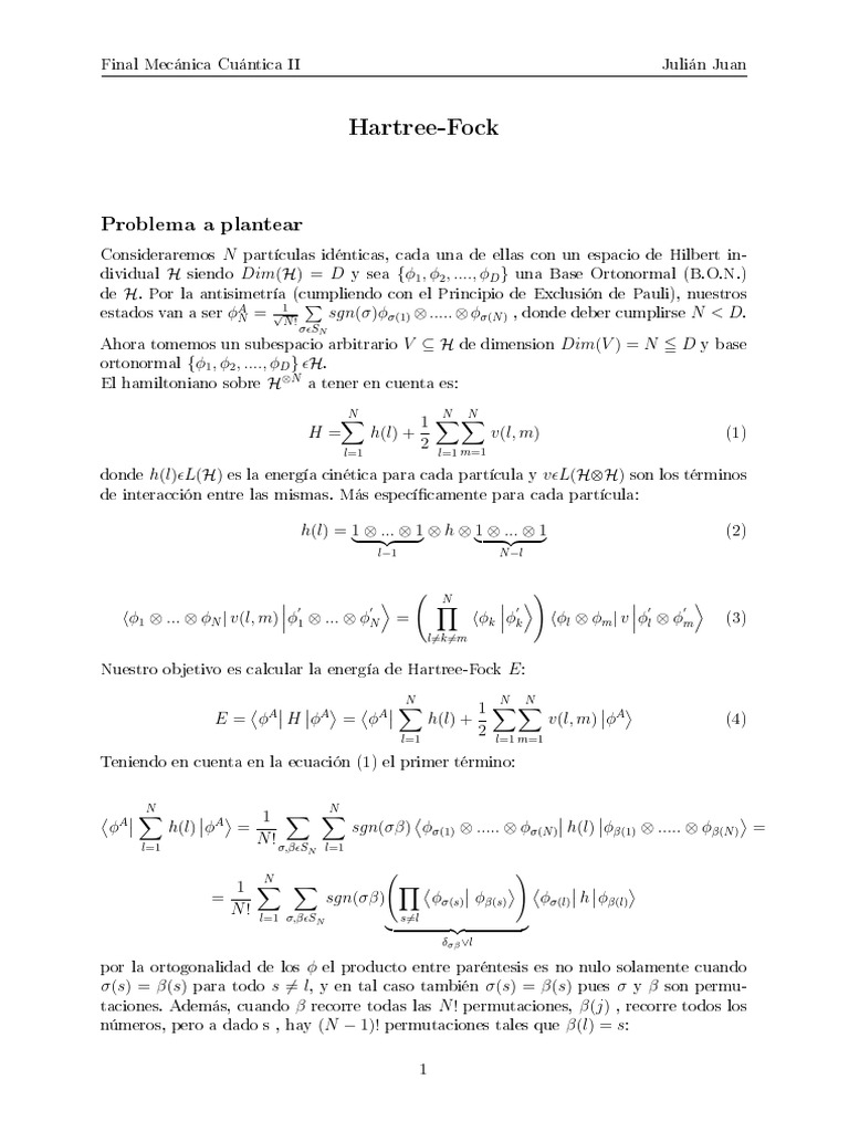 Hartree Fock Final | PDF | Método Hartree-Fock | Orbital Molecular