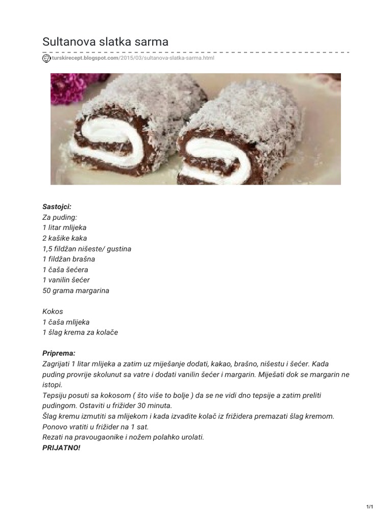 Featured image of post Steps to Prepare Sultanova Sarma Recept Sa Pudingom
