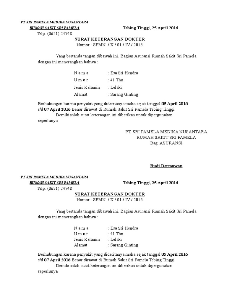 Surat Keterangan Opname