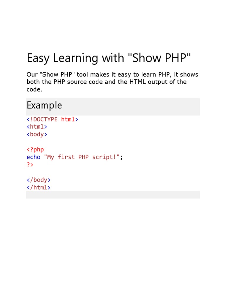 Easy Learning With "Show PHP": Example | PDF | Career & Growth | Computers