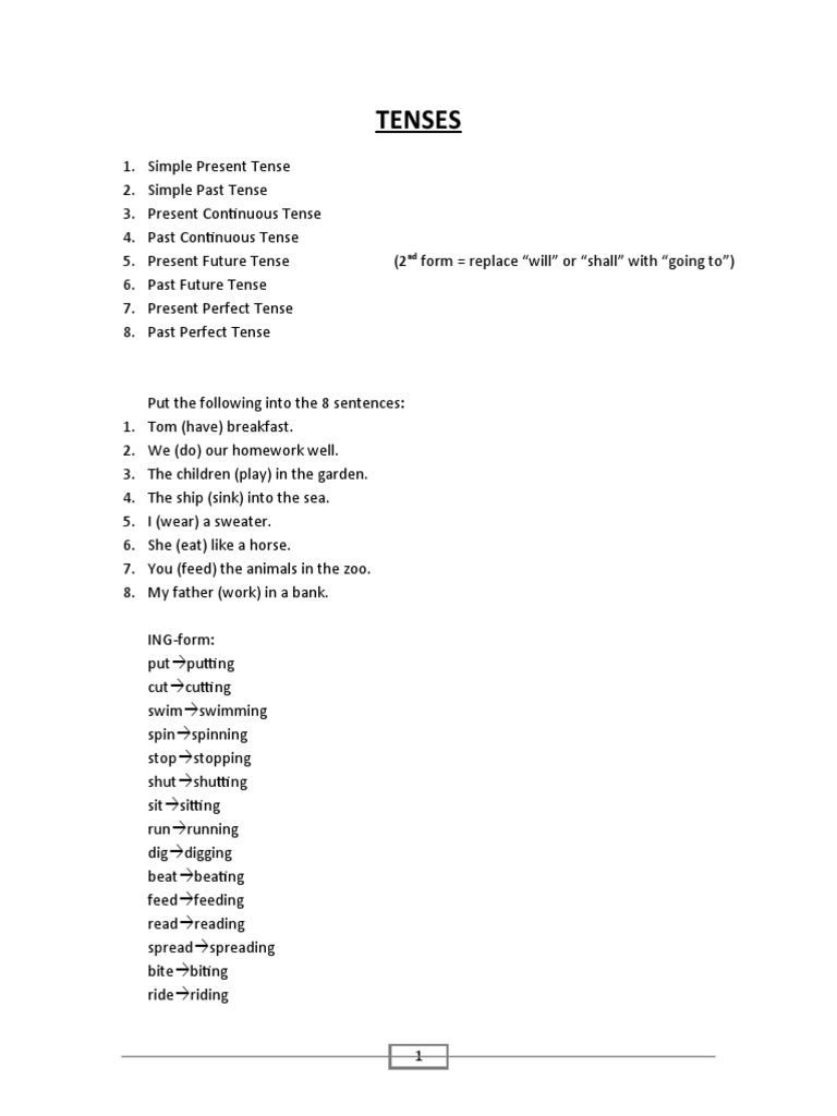 Tenses | PDF | Grammatical Tense | Verb
