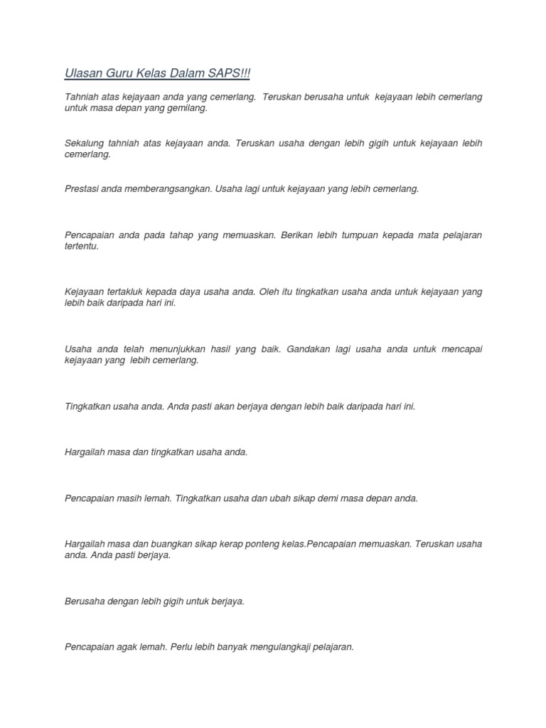 Ulasan Guru Kelas Dalam Saps Pdf
