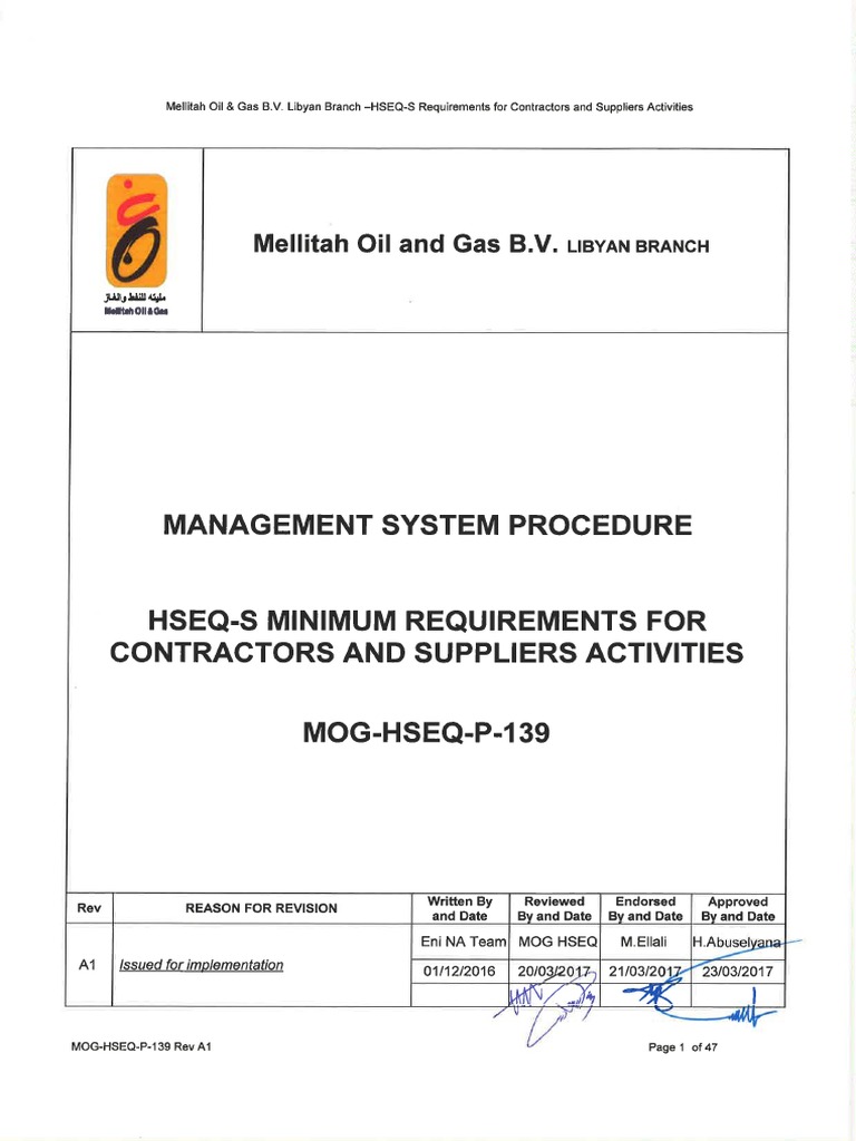 HSEQ Requirements for Contractors | PDF | Regulatory Compliance ...
