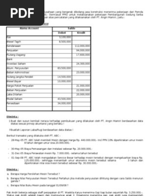 Soal Tes Masuk Kerja Bagian Accounting