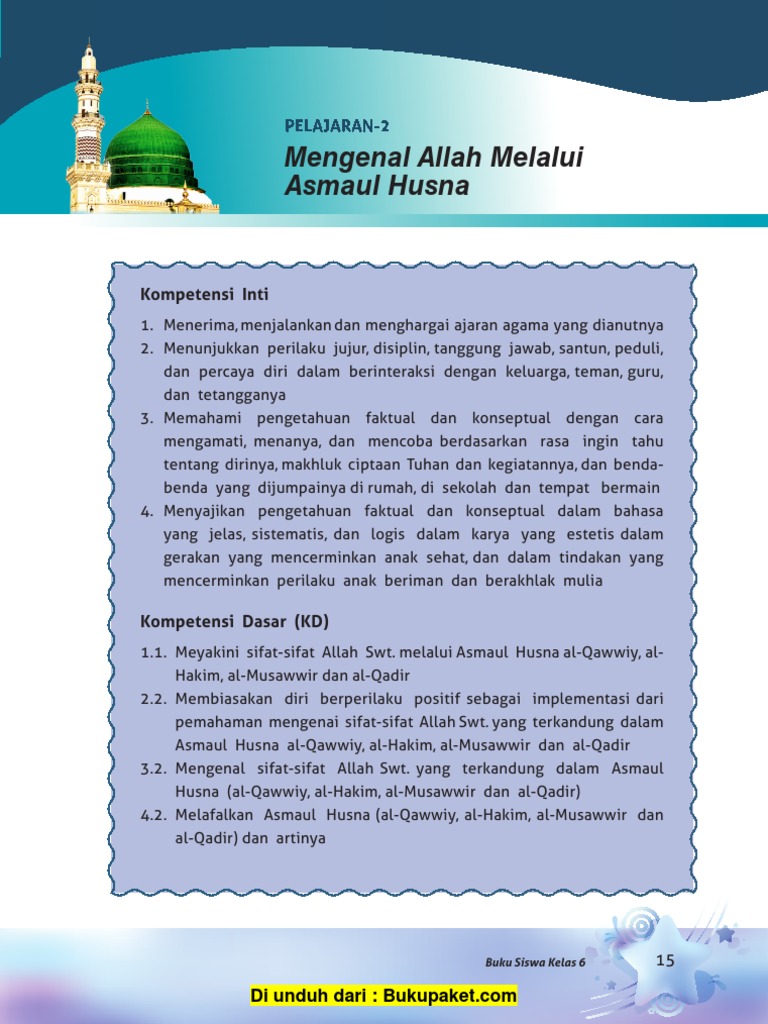 Pelajaran 2 Mengenal Allah Melalui Asmaul Husna Pdf