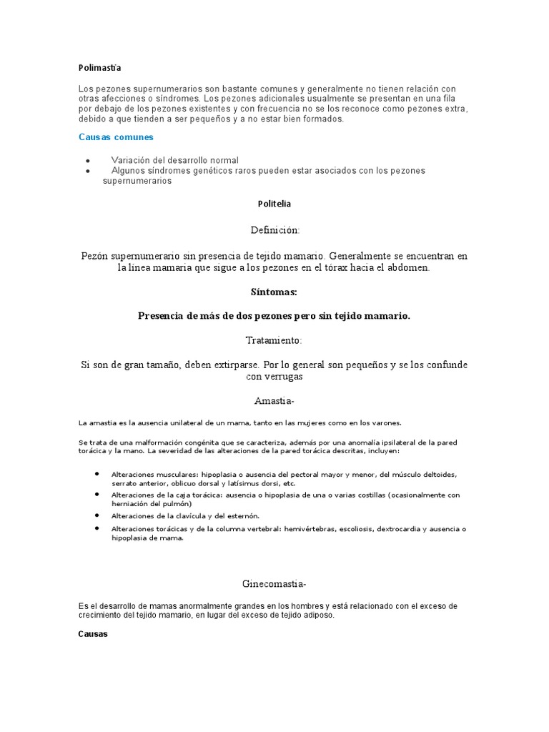 Polimastia y Pezones Supernumerarios | PDF | Pecho | Cáncer de mama