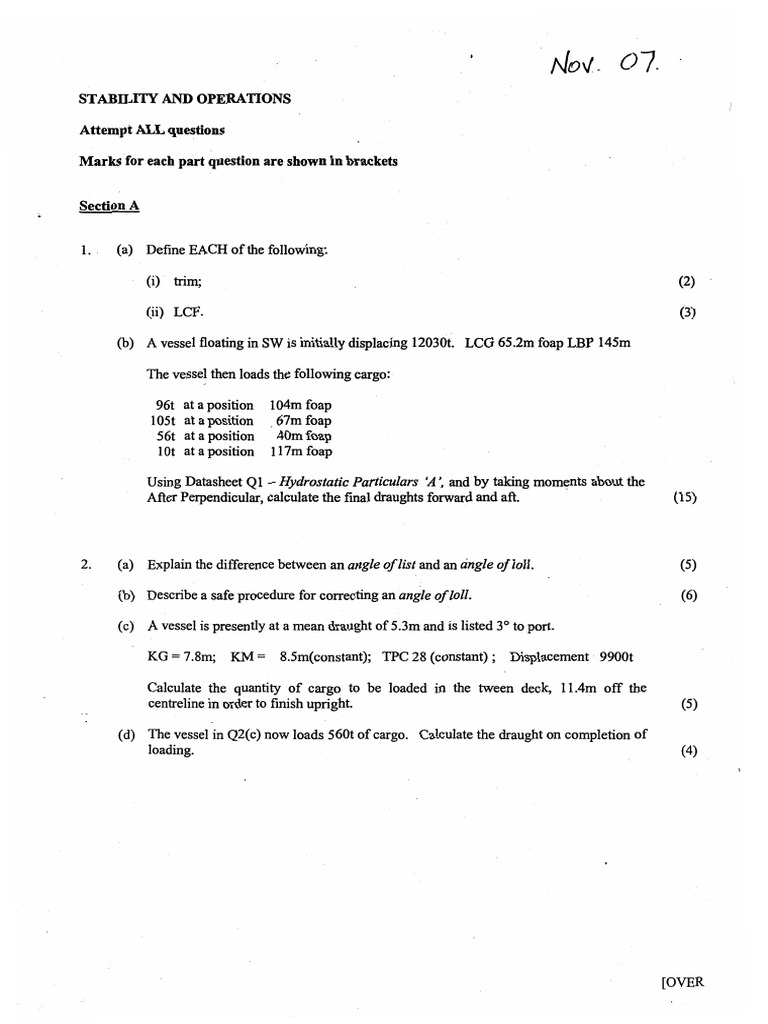 12 2007 Nov OOW Stability SQA Past Paper PDF