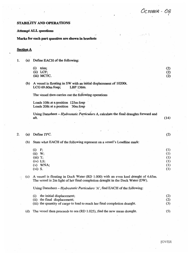 16 2008 Oct OOW Stability SQA Past Paper PDF