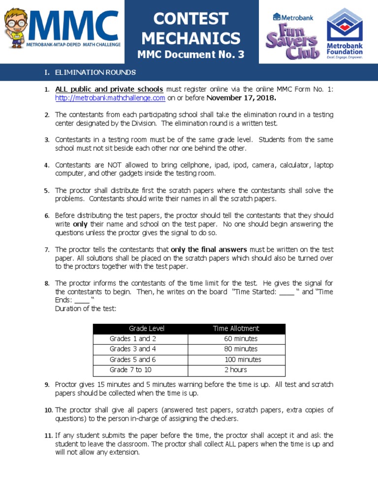 MMC Competition Rules and Mechanics | PDF | Question | Test (Assessment)