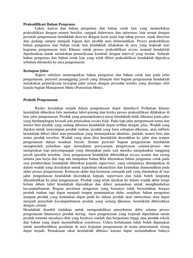 Prakodifikasi Bahan Pengemas