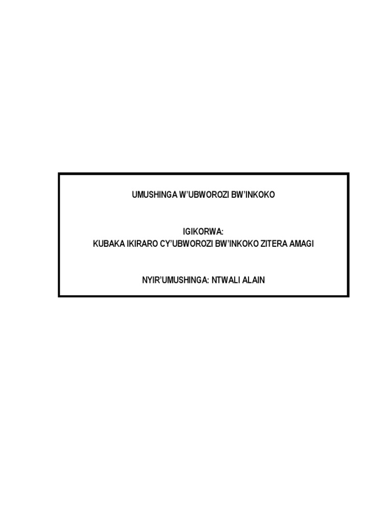 Umushinga W'inkoko PDF