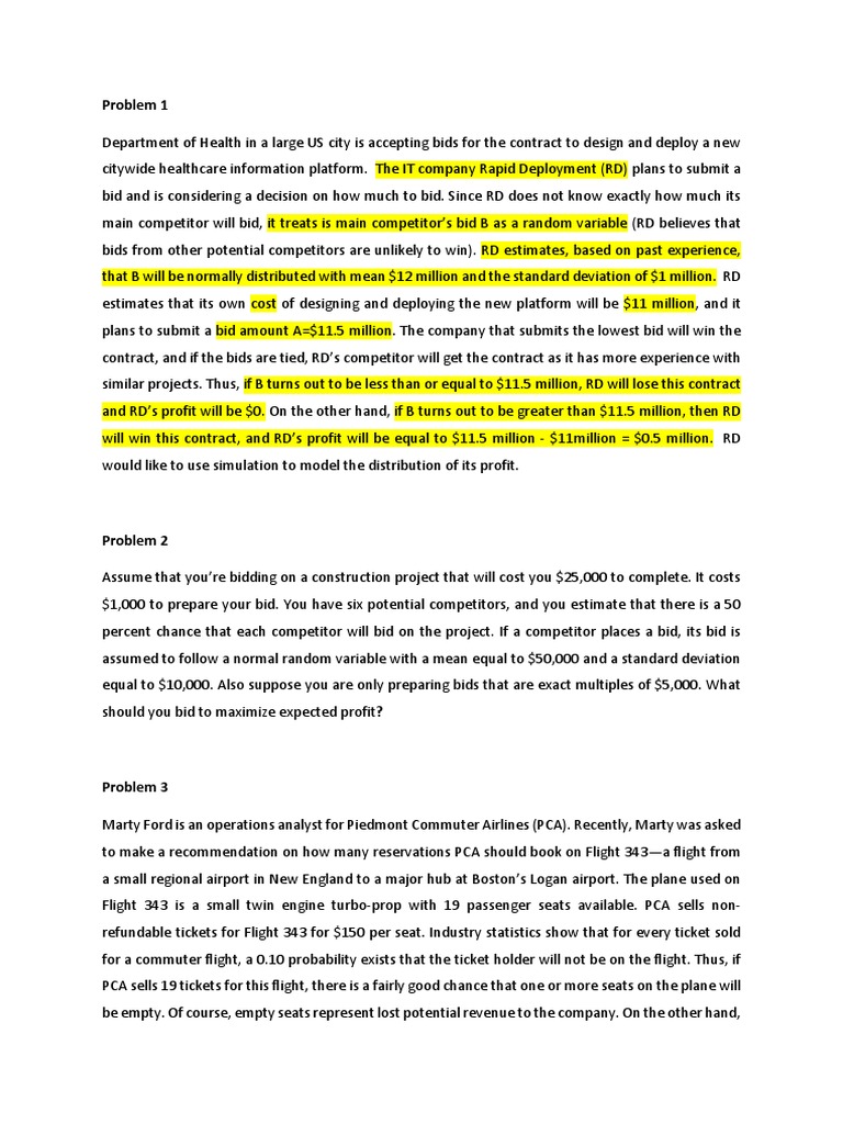 Bidding Strategies and Profit Analysis | PDF | Economies | Business