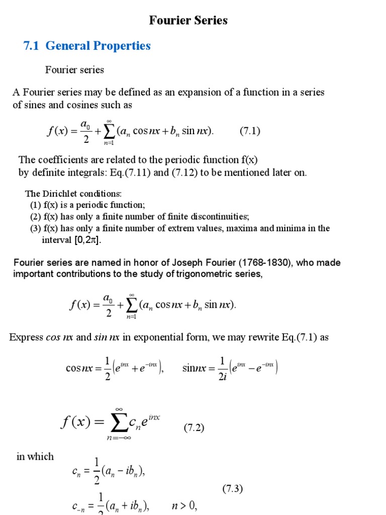 Properties of Fourier Series Explained | PDF | Fourier Series | Series ...