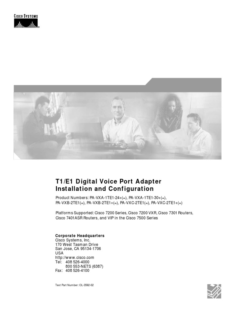 T1/E1 Digital Voice Port Adapter Installation and Configuration ...