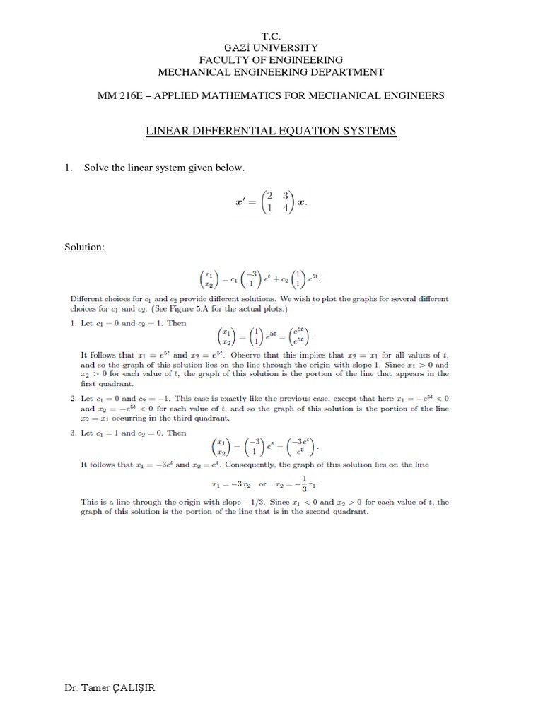 Linear Differential Equations Solutions | PDF | Eigenvalues And ...