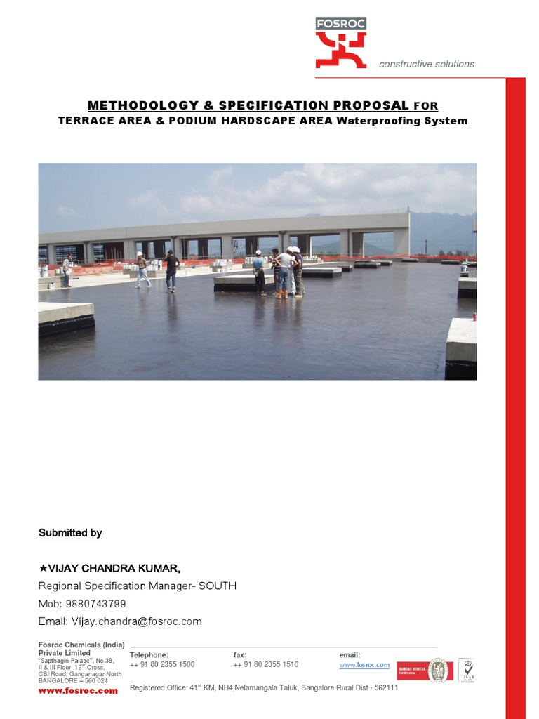 Fosroc Terrace Waterproofing Proposal | PDF | Concrete | Chemistry