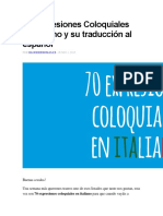 70 Expresiones Coloquiales en Italiano y Su Traducción Al Español