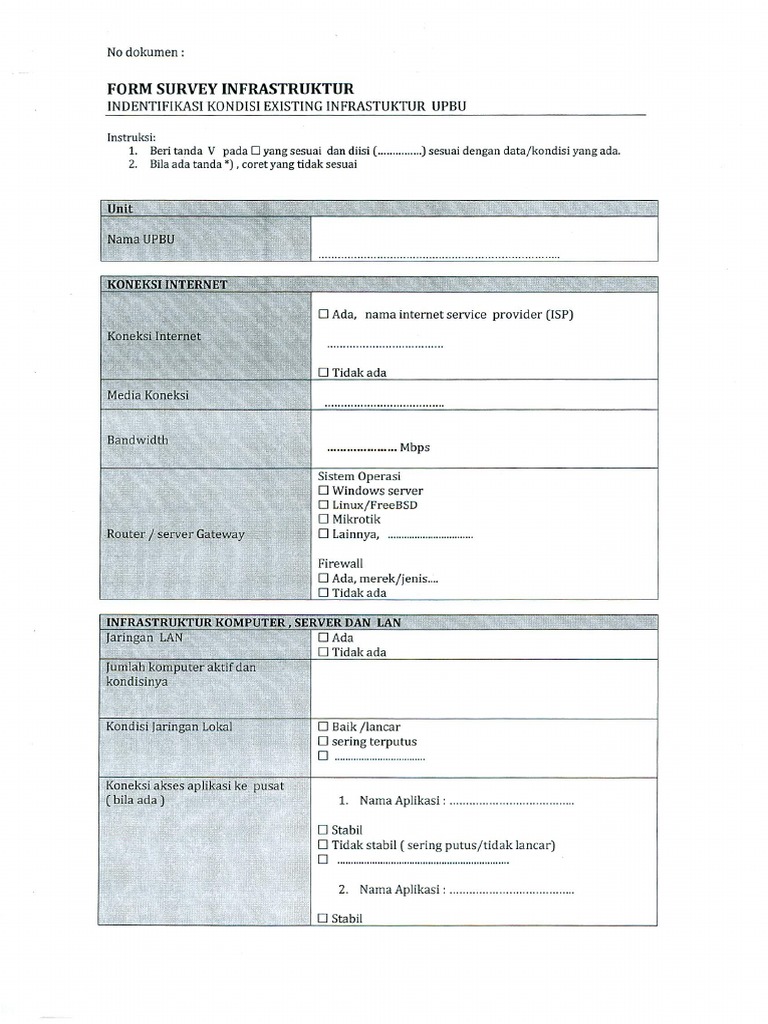 Form Survey Infrastruktur PDF | PDF