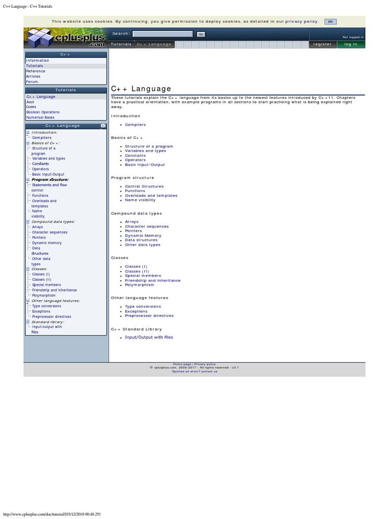 C++ Language - C++ Tutorials | PDF | Data Type | C++
