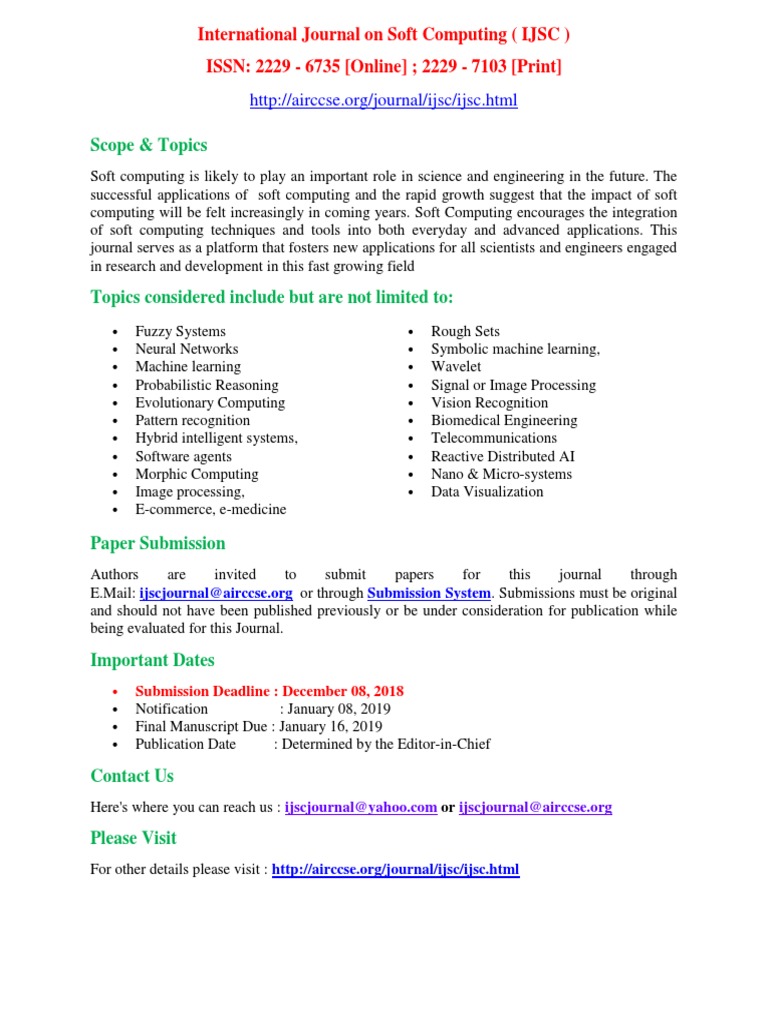 International Journal On Soft Computing1 - 