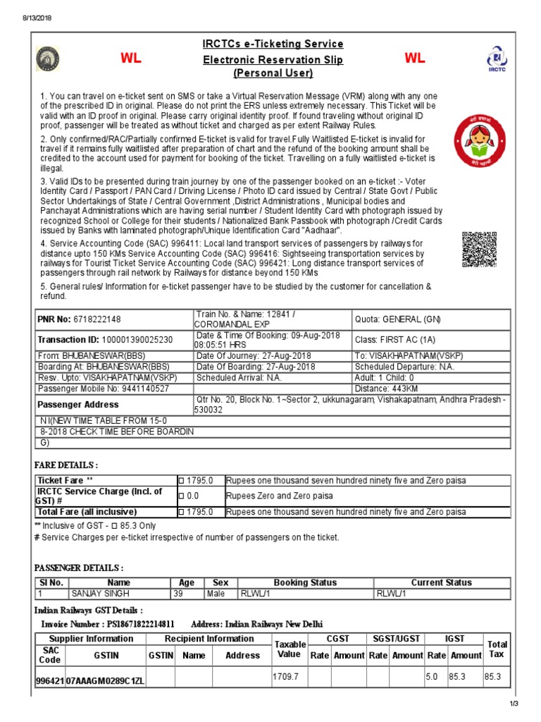 IRCTC e-Ticketing Guidelines 2024 | PDF | Identity Document | Ticket ...