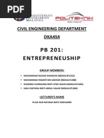 PB 201: Entrepreneuship: Civil Engineering Department DKA4S4