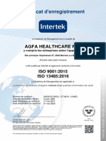 Agfa HealthCare ISO 9001 + ISO 13485 Certificate - French