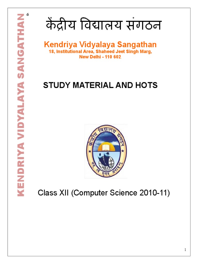 Class XII Computer Science Study Material | PDF | Constructor (Object ...