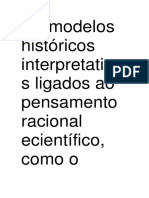 Os Modelos Históricos Interpretativos Ligados Ao Pensamento Racional Ecientífico