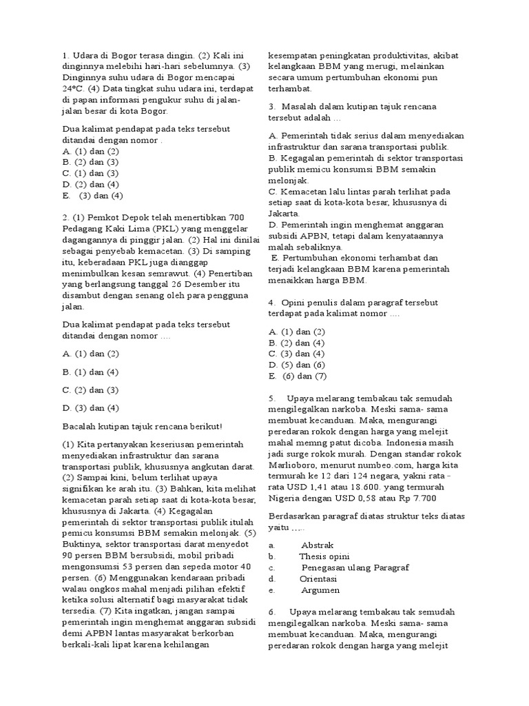 Soal Ulangan Essay Materi Editorial