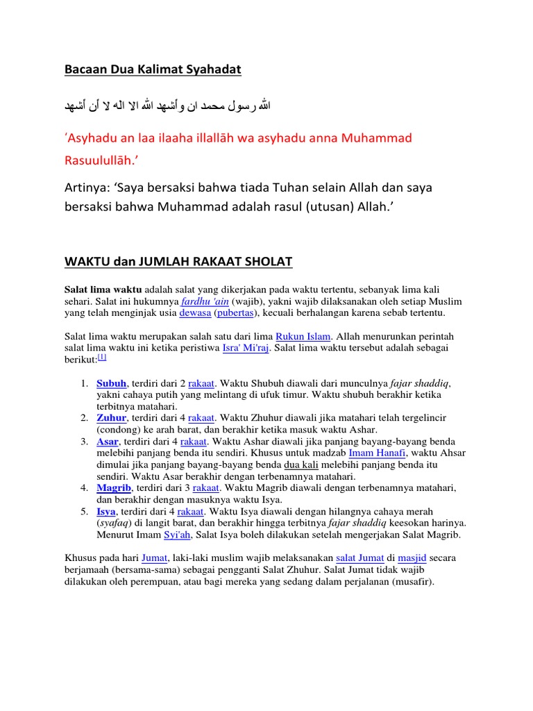 Bacaan Dua Kalimat Syahadat | PDF