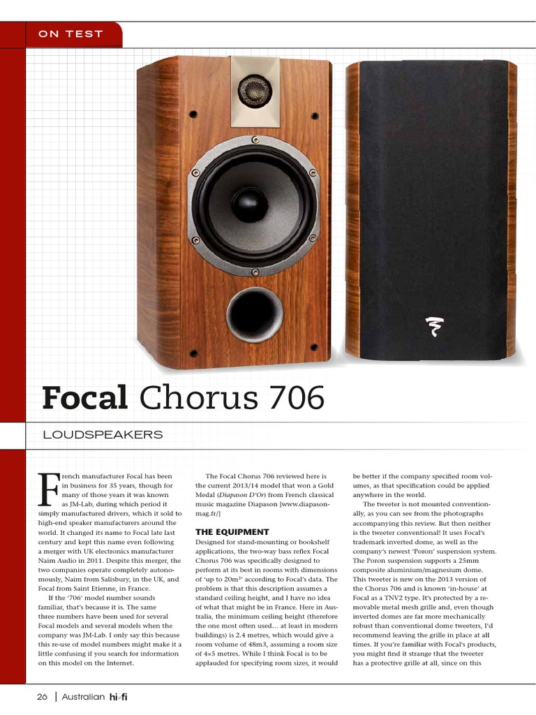 Focal Chorus 706 Loudspeakers PDF Loudspeaker Microphone