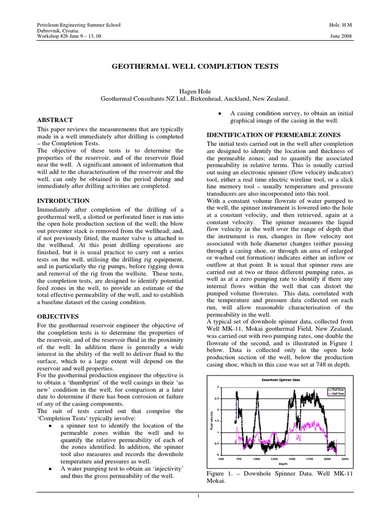 Geothermal Well Completion Testing Insights | PDF | Casing (Borehole ...