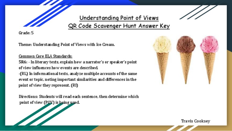 Understanding Point of Views QR Code Scavenger Hunt Answer Key | PDF