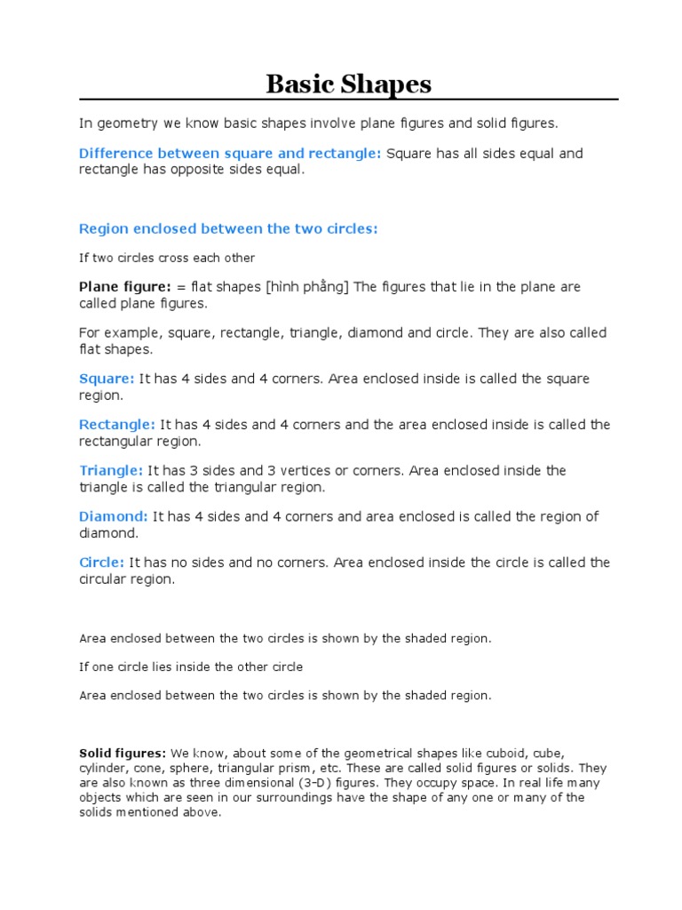 Basic Shapes Difference Between Square and Rectangle PDF