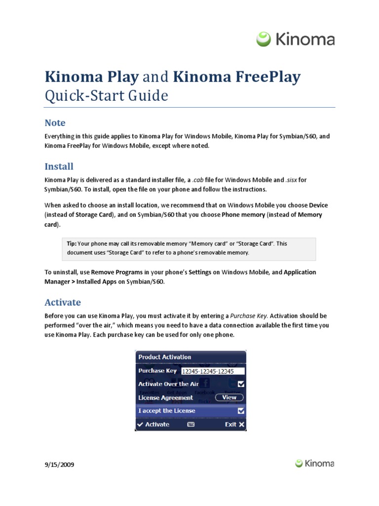 Kinoma Play & FreePlay Quick-Start Guide | PDF | Menu (Computing ...