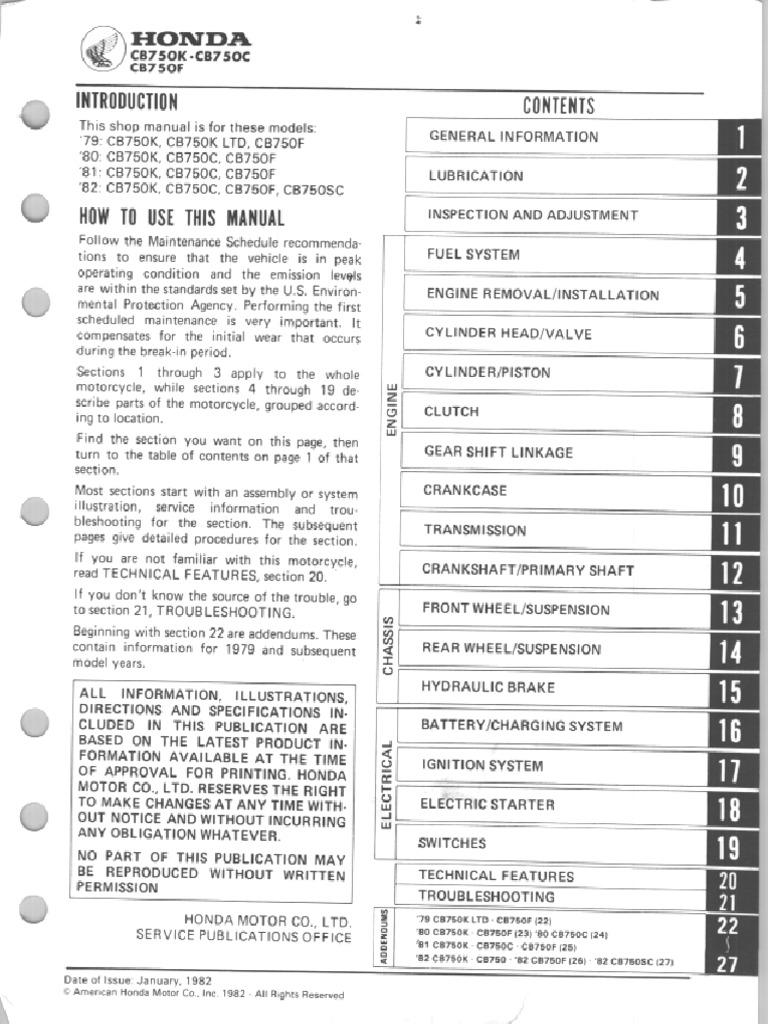 Manual Honda CB750 | PDF