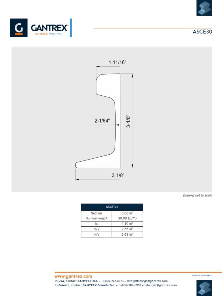 Asce30 Rail Data Sheet Imperial | PDF