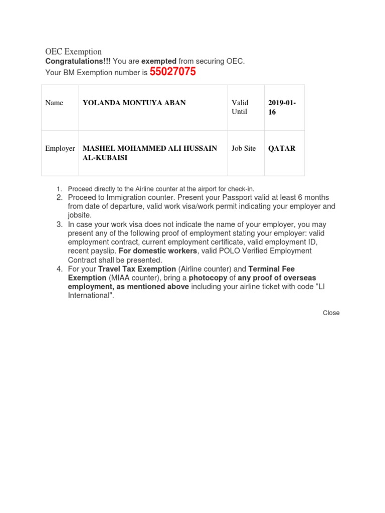 OEC Exemption Government And Personhood Immigration Law Free 30