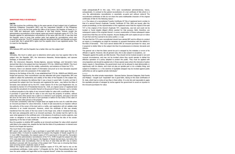 In Rem ExParte Facts PDF Deed Title (Property)