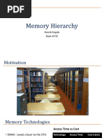 Memory Hierarchy: Haresh Dagale Dept of ESE