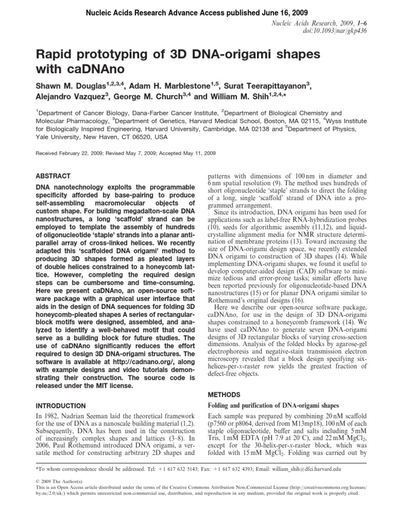 Rapid Prototyping of 3D DNA Structures with caDNAno Software | PDF ...