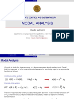 Modal Analysis: Automatic Control and System Theory