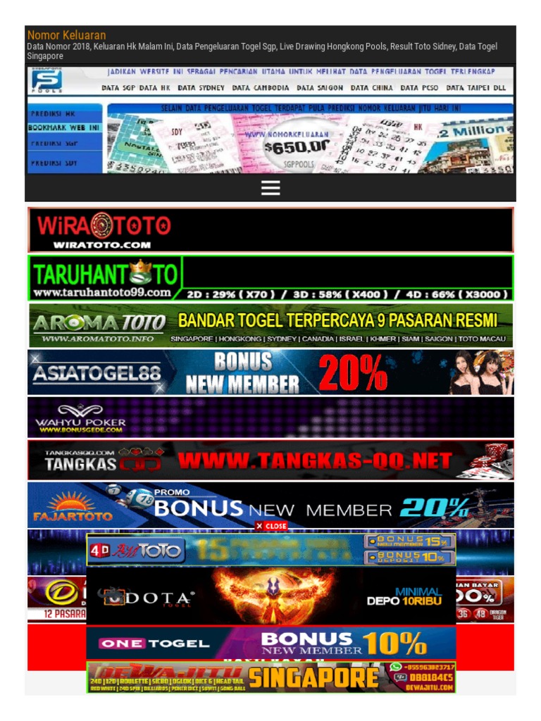 Data Nomor Pengeluaran Hk 2018
