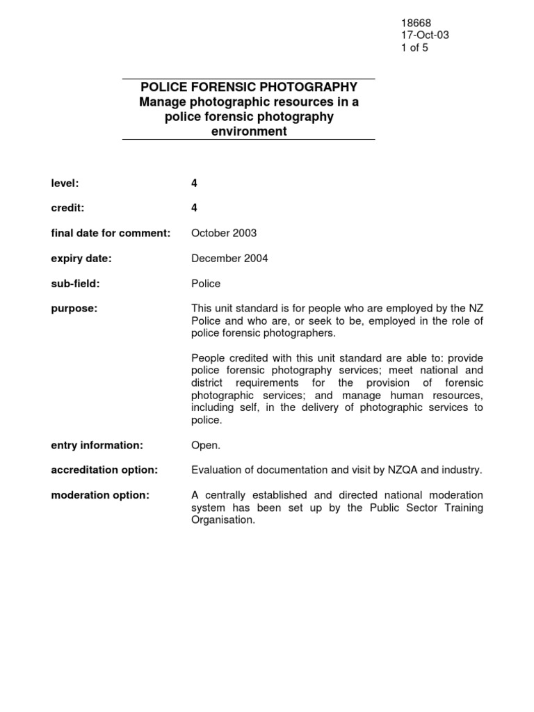 Police Forensic Photography Standards | PDF | Forensic Science | Police