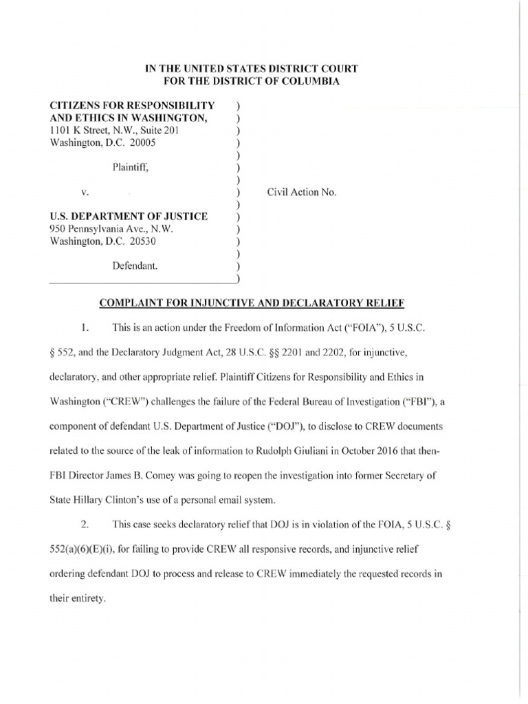 Rudy Giuliani Leak Complaint | PDF