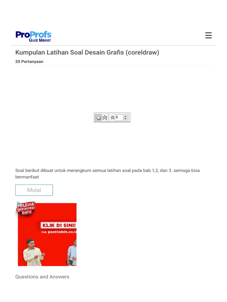 Kumpulan Latihan Soal Desain Grafis Coreldraw ProProfs Quizpdf
