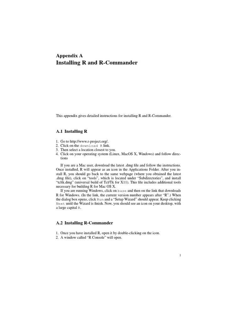 Installing R and R-Commander: Appendix A | PDF | Mac Os | Icon (Computing)